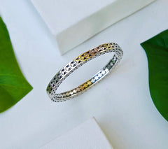 JAI Sterling Silver Signature Crane Design Bangle Bracelet, 6-3/4"