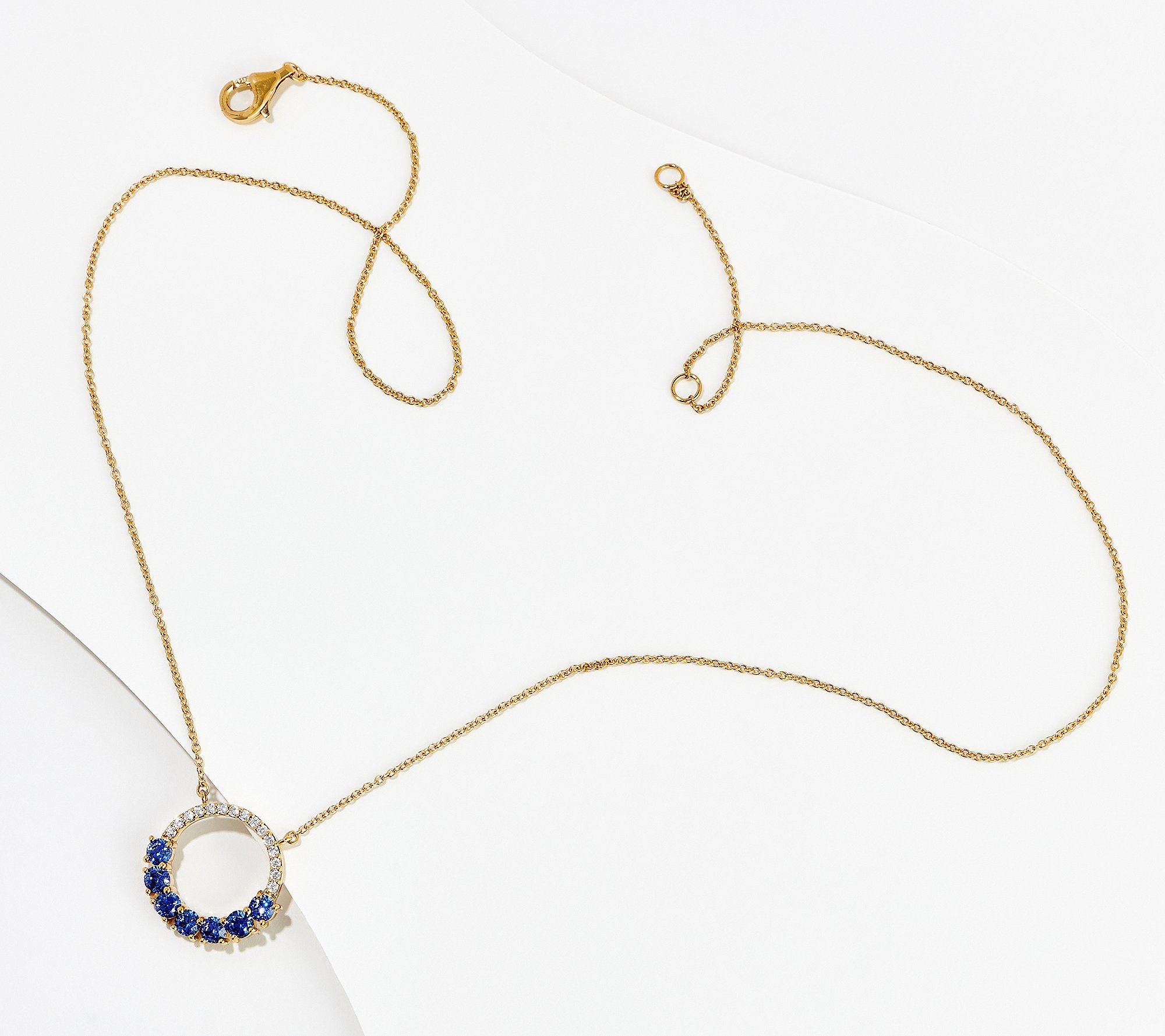 Diamonique Birthstone Circle Pendant Necklace, 14K Gold-Clad Sterling Silver – Sapphire