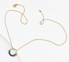 Diamonique Birthstone Circle Pendant Necklace, 14K Gold-Clad Sterling Silver – Sapphire