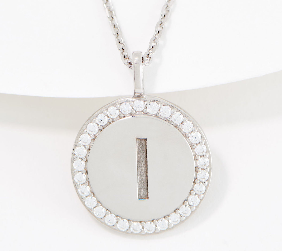 Diamonique 'L' Initial Pendant Necklace, Sterling Silver