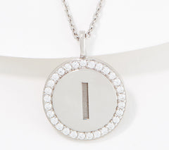 Diamonique 'L' Initial Pendant Necklace, Sterling Silver