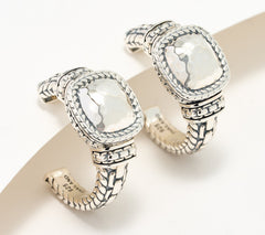 JAI Sterling Silver Hammered Cushion Hoop Earrings