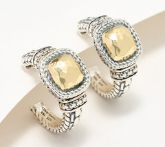 JAI 14K Gold & Sterling Silver Hammered Hoop Earrings