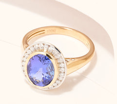 Affinity Gems 14K Yellow Gold Tanzanite & White Diamond Ring, Size 6