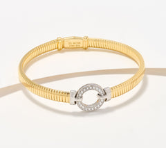 Diamonique Sterling Silver Goldclad Italia Center-Circle Tubogas Bracelet, 7-1/2"