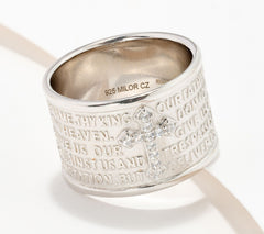 Diamonique Sterling Silver Italia Cigar Band Prayer Ring, Size 11