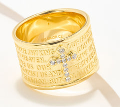 Diamonique Sterling Silver Goldclad Italia Cigar Band Prayer Ring, Size 10