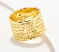 Diamonique Sterling Silver Goldclad Italia Cigar Band Prayer Ring, Size 10