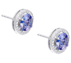 Affinity Gems Sterling Silver Tanzanite & Zircon Stud Earrings,