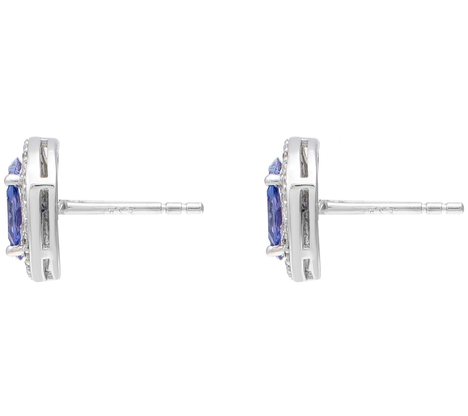 Affinity Gems Sterling Silver Tanzanite & Zircon Stud Earrings,