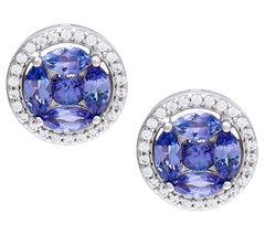 Affinity Gems Sterling Silver Tanzanite & Zircon Stud Earrings,