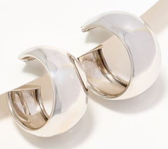 Silver Style Sterling Silver Wide Dome 1" Hoop Earrings