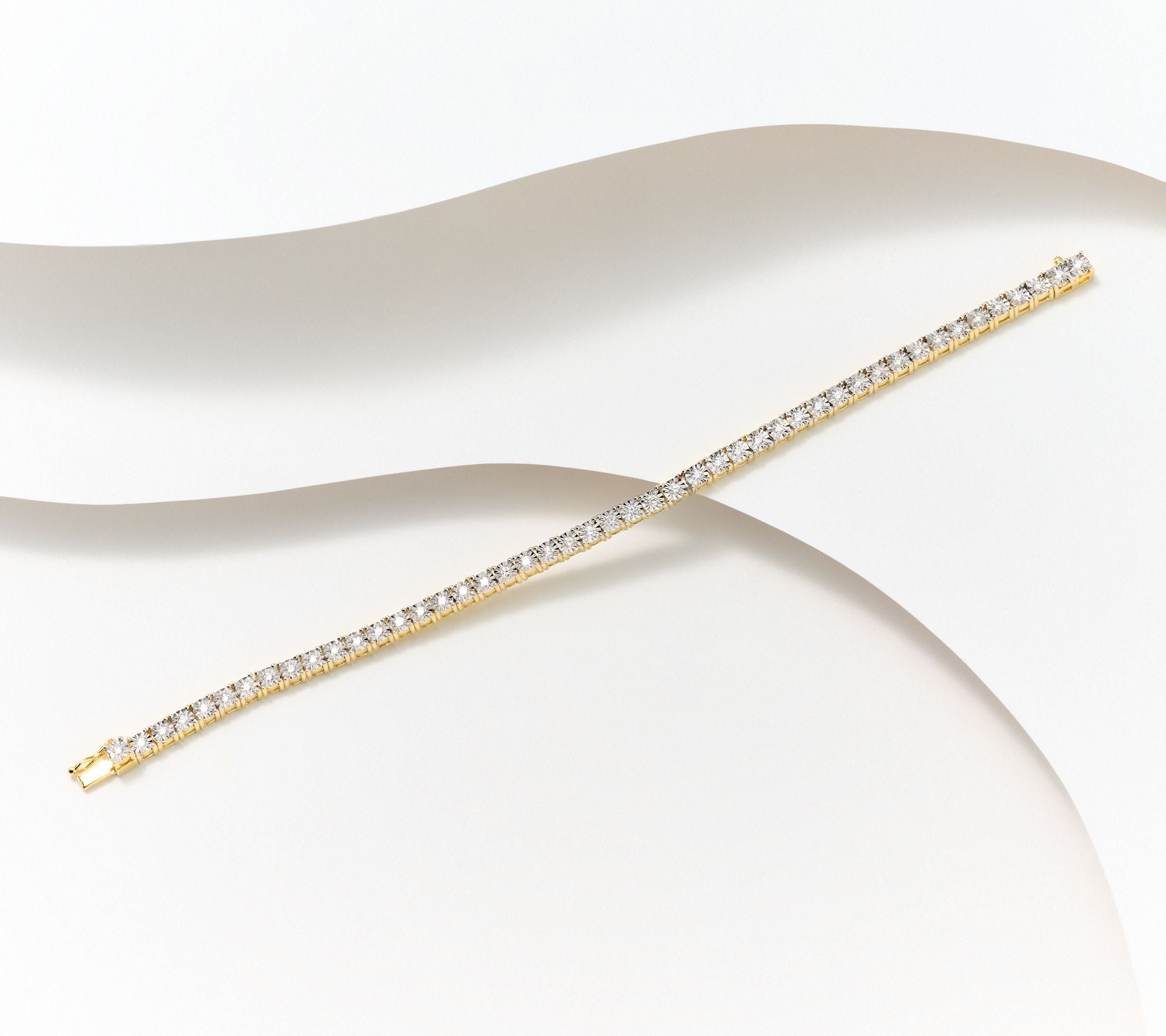 Fire Light Sterling Silver Goldclad Lab Grown Diamond  1ct Tennis Bracelet, 6-3/4"