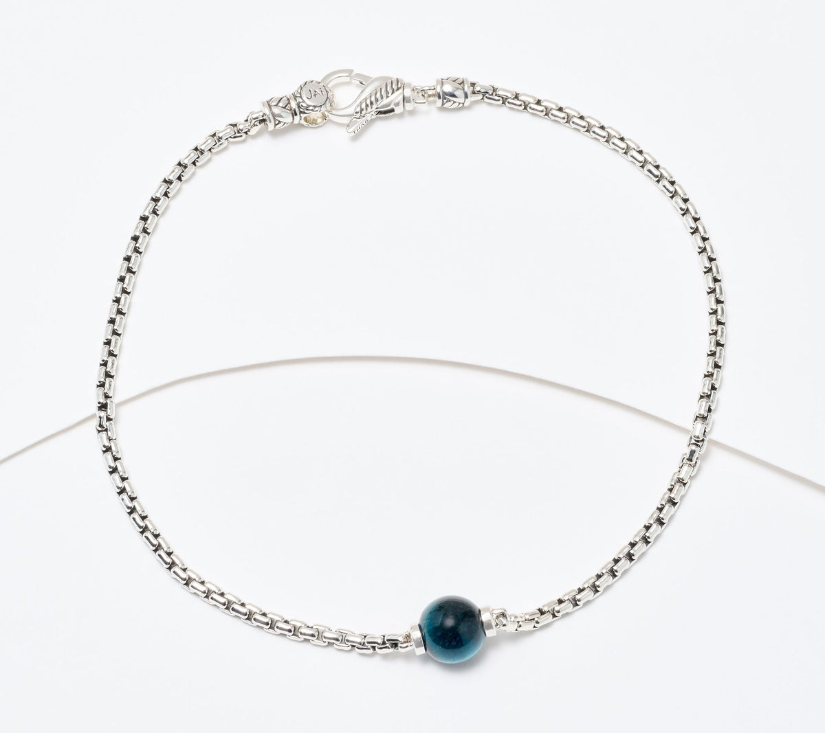 JAI Sterling Silver Tiger's Eye Ocean Gemstone Bead Anklet, 11"