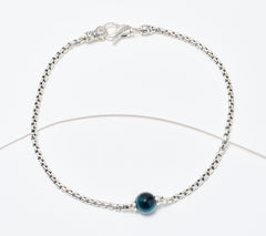 JAI Sterling Silver Tiger's Eye Ocean Gemstone Bead Anklet, 11"