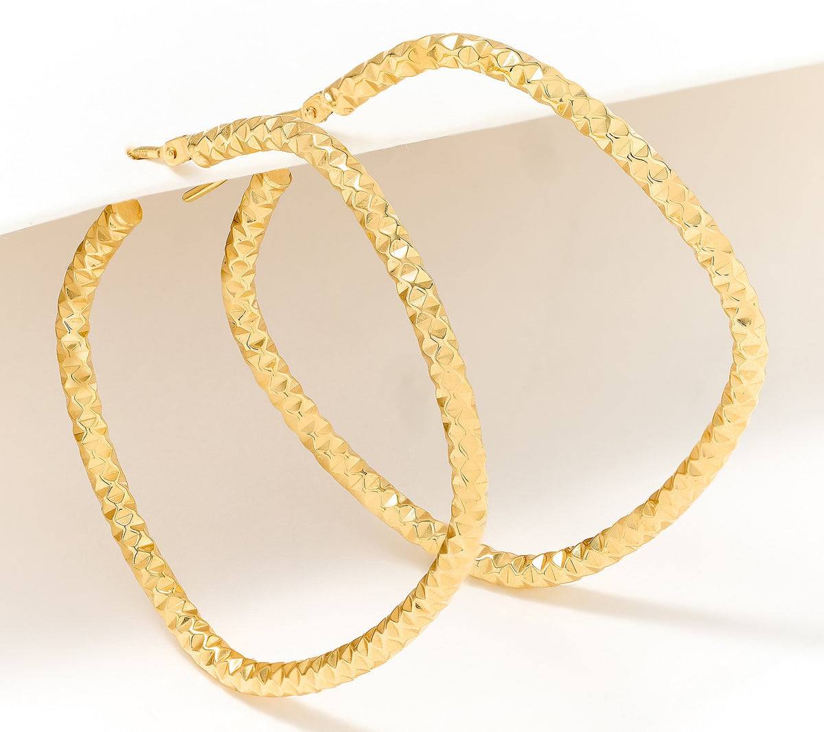 David Markstein 14K Gold Cushion Shaped 1-1/2" Hoop Earrings, Yellow
