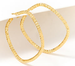David Markstein 14K Gold Cushion Shaped 1-1/2" Hoop Earrings, Yellow