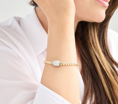 Diamonique Sterling Silver Goldclad Italia Barrel Chain Link Bracelet Small