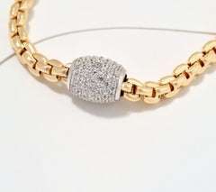 Diamonique Sterling Silver Goldclad Italia Barrel Chain Link Bracelet Small