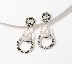 JAI Sterling Silver Sukhothai Twist Teardrop Earrings,  1-1/2"