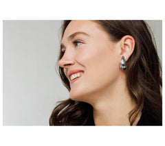 Or Paz  Sterling Silver Bumby Textured Teardrop Stud Earrings, 1-1/4"