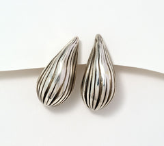 Or Paz  Sterling Silver Bumby Textured Teardrop Stud Earrings, 1-1/4"