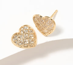 Pendientes de corazón de dos tonos con corte de diamante en oro de 14 quilates de David Markstein