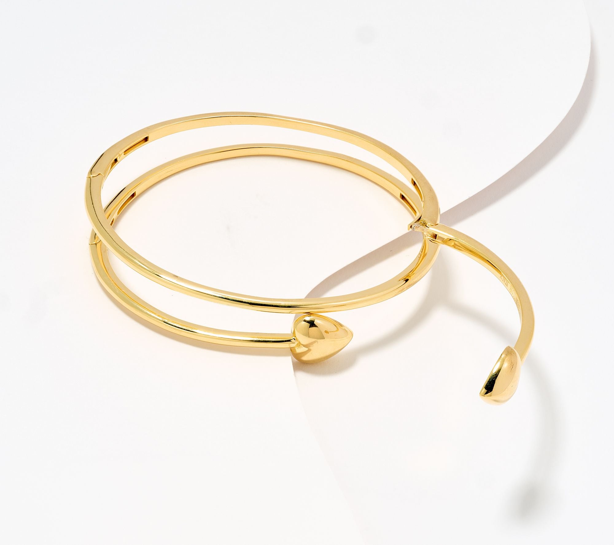 David Markstein Sterling Silver Goldclad Multi Hinge Heart Wrap Bangle, Yellow Avg