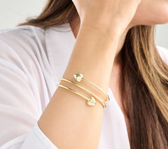 David Markstein Sterling Silver Goldclad Multi Hinge Heart Wrap Bangle, Yellow Avg