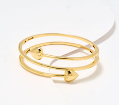 David Markstein Sterling Silver Goldclad Multi Hinge Heart Wrap Bangle, Yellow Avg