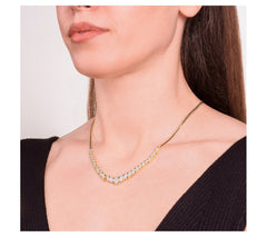 Diamond Tapered V Necklace, 18K Gold Plated Sterling Silver