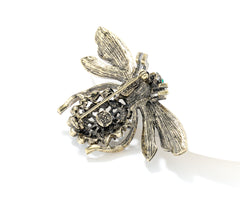 Joan Rivers Antiqued Silvertone Amy's Crystal Bee Pin,