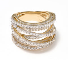 Affinity Sterling Silver Goldclad Diamonds Bold Highway Ring, Size 6