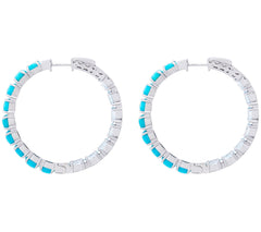 Affinity Gems Sterling Silver Inside Out Turquoise & Aquamarine Hoop Earrings, 1-3/8"