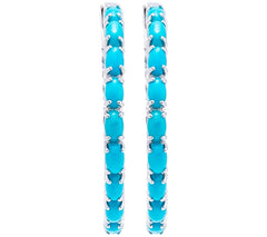 Affinity Gems Sterling Silver Inside Out Turquoise & Aquamarine Hoop Earrings, 1-3/8"