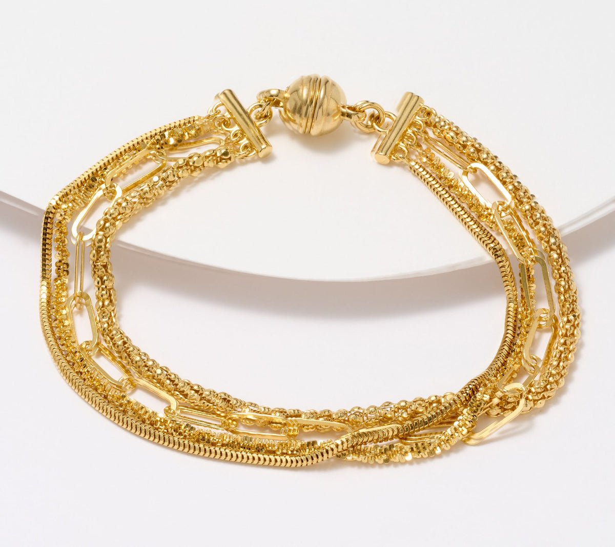 UltraFine 950 Silver Goldclad Multi Chain Magnetic Bracelet, 7-3/4"