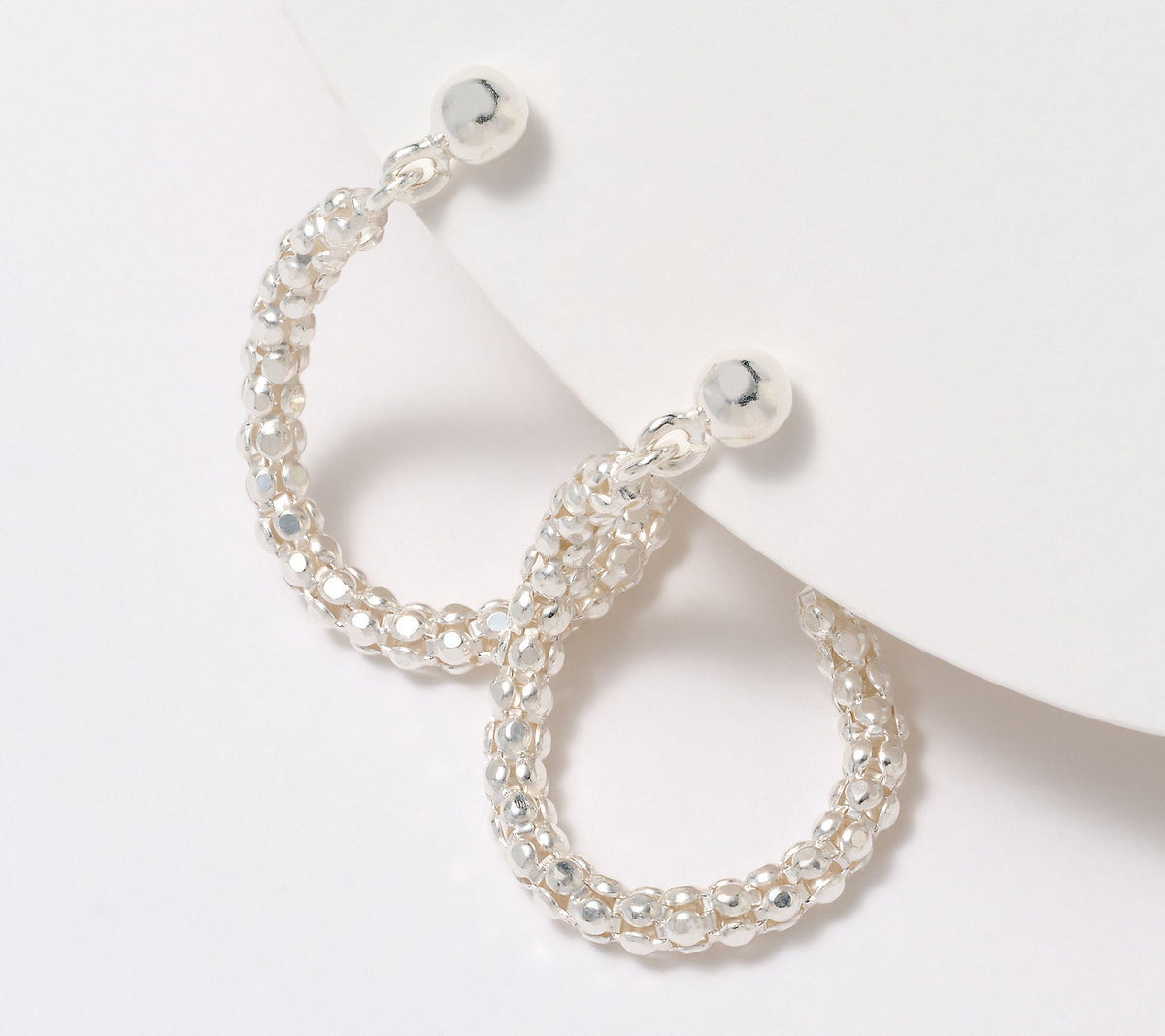 Aros de cadena de plata 950 ultrafina de 3,28 cm con clip