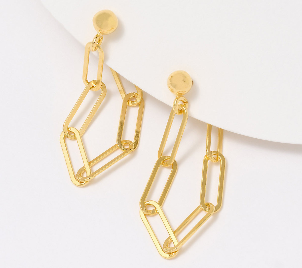 UltraFine 950 Silver PaperClip Chain 1 1/4" Hoop Earrings 18K Gold Plated