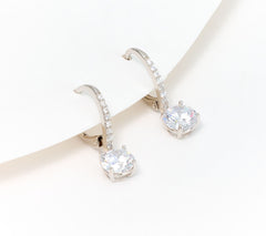 Diamonique Sterling Silver Classics Round-cut Lever Back Drop Earrings, 1"