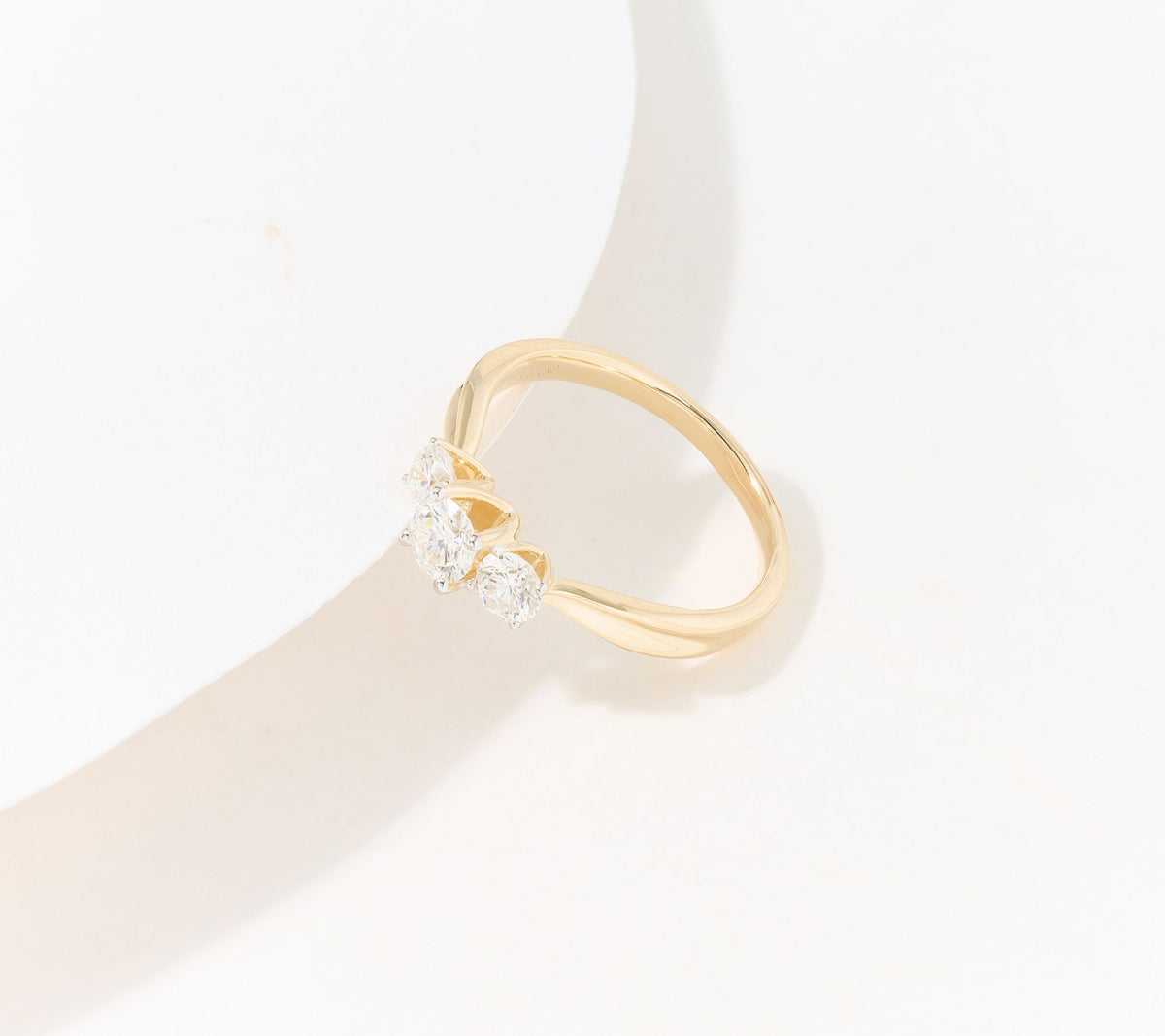 Fire Light 14K Yellow Gold  Lab Grown Diamond Round Triple Stone 1cttw Ring, Size 9