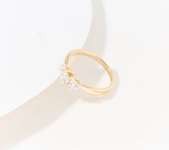 Fire Light 14K Yellow Gold  Lab Grown Diamond Round Triple Stone 1cttw Ring, Size 9