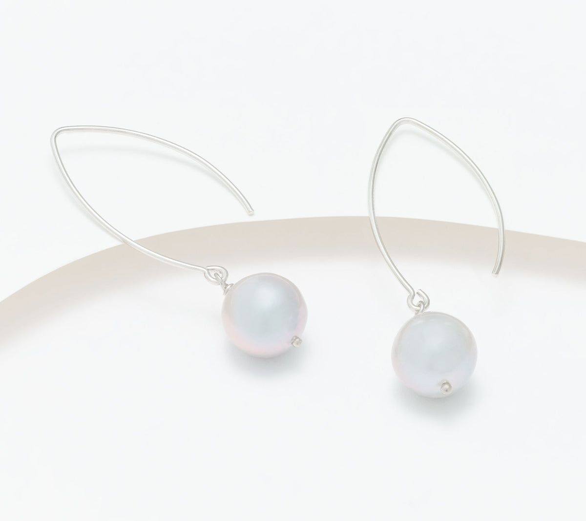 Honora Sterling Silver Cultured Pearl French Wire Drop Earrings, 1-3/4"
