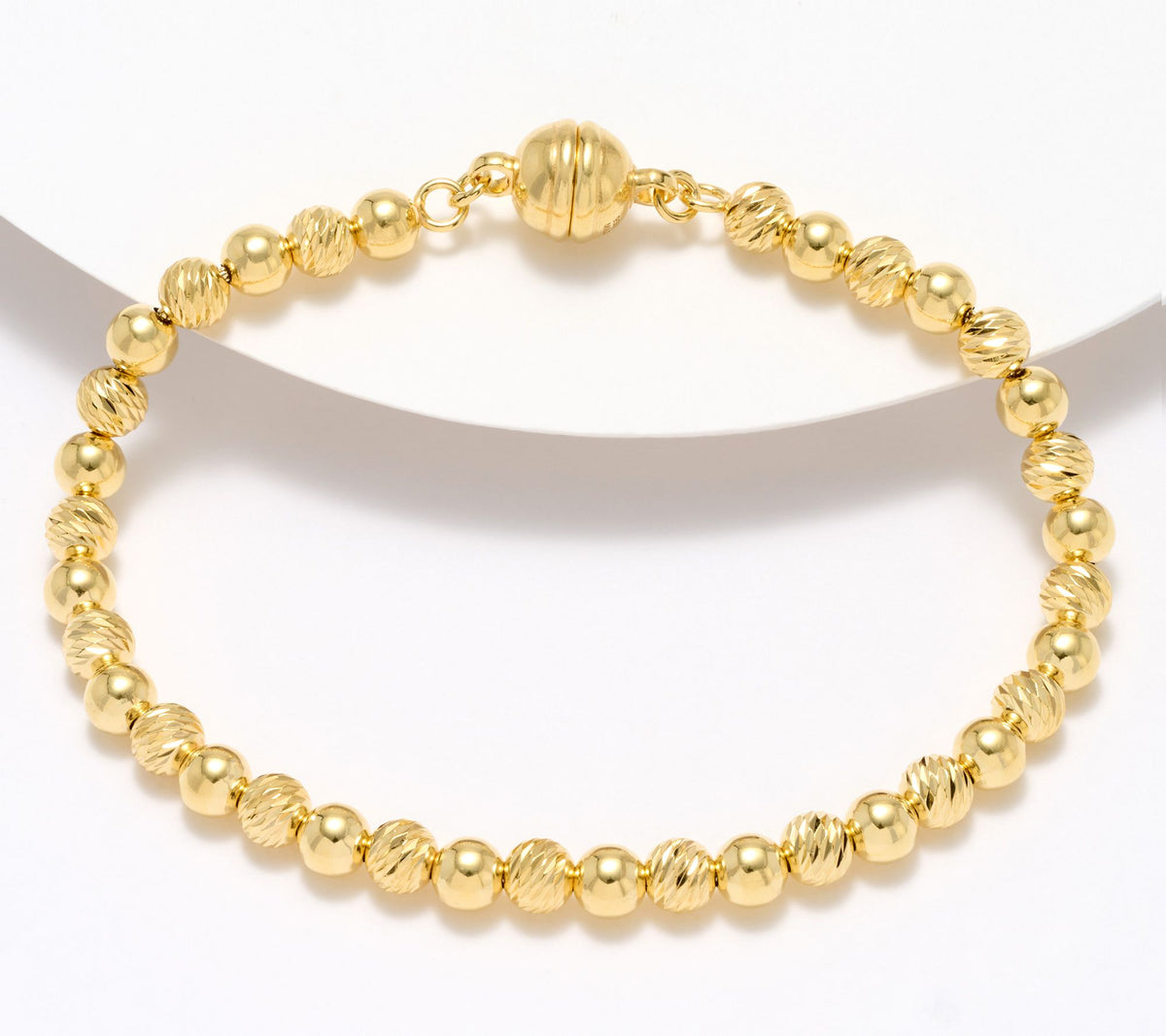 UltraFine 950 Silver Magnetic Bracelet 18K Gold-Plated, Beaded, Small 6-3/4"
