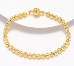 UltraFine 950 Silver Magnetic Bracelet 18K Gold-Plated, Beaded, Small 6-3/4"