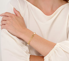 Honora Cultured Pearl Chain Bracelet, Sterling Silver, Goldtone