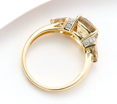 Vault Discoveries  14k Yellow Gold 3.2ct Csarite & Diamond Ring, Size 7