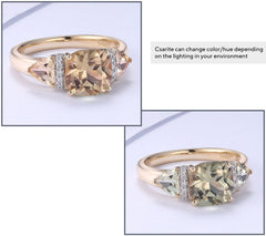 Vault Discoveries  14k Yellow Gold 3.2ct Csarite & Diamond Ring, Size 7