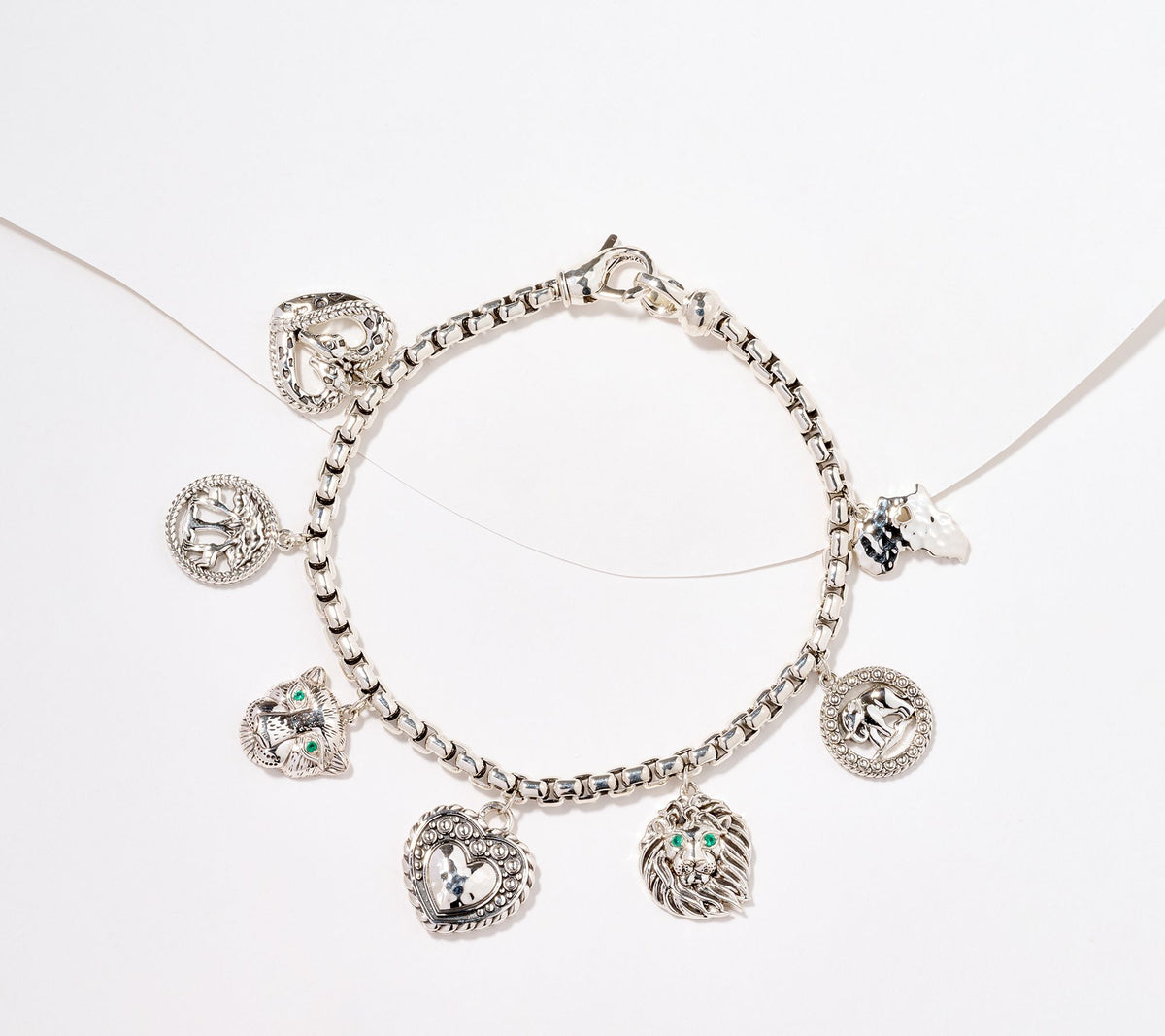 JAI Sterling Silver Anniversary Figurative Charm Bracelet, 7-1/4"