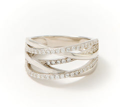 Diamonique Sterling Silver Layers of Love Highway Band Ring, Size 8