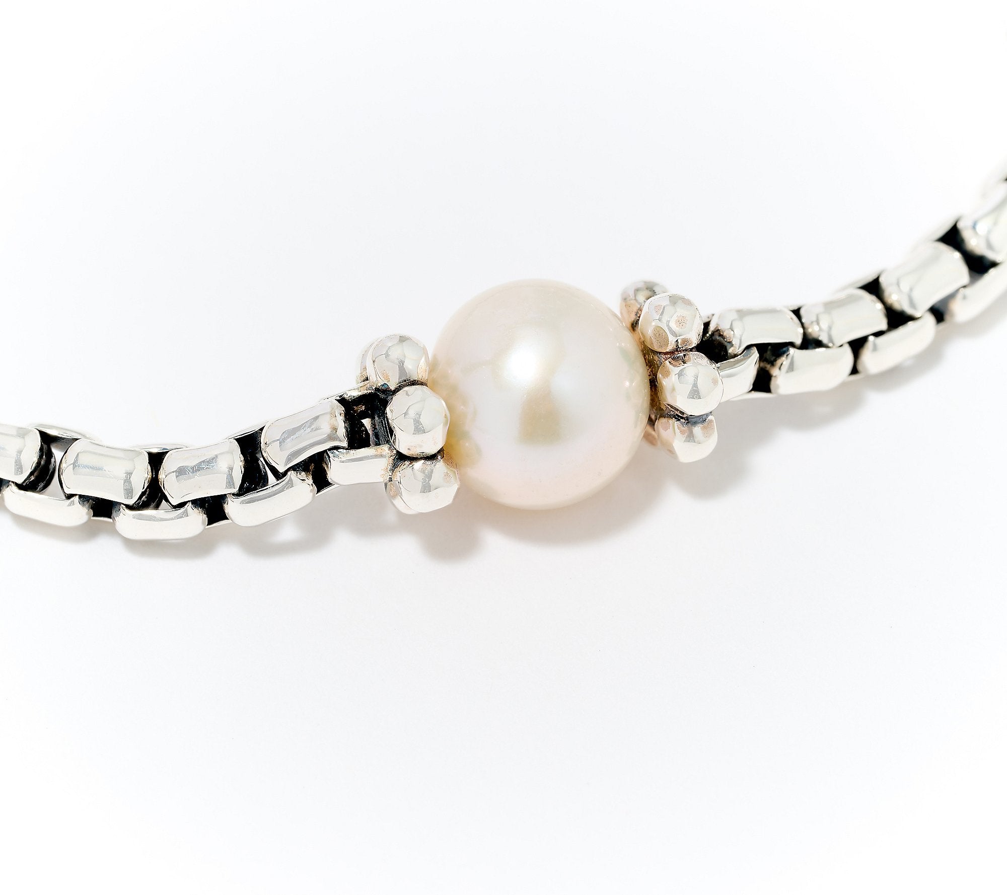 JAI Sterling Silver Cultured Pearl Station Bracelet, 6-3/4"